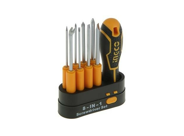 Отвертка 8 в 1; (9 предметов) Cr-V INGCO INDUSTRIAL AKISD0901