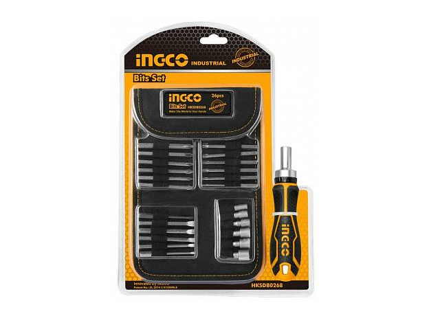 Отвертка-трещотка 24шт. оснастки в комплекте, Cr-V, в сумке INGCO INDUSTRIAL HKSDB0268