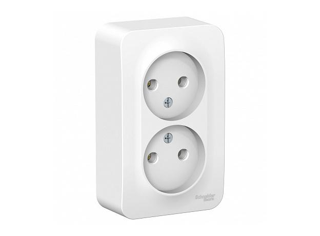 Розетка двойная BLANCA открытой установки без заземления без шторок 16А 250В с изолирующей пластиной в сборе белый BLNRA000211 Schneider Electric