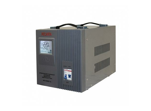 Стабилизатор напряжения однофазный напольный АСН-5000/1-Ц релейный 63/6/6 Ресанта Стабилизатор напряжения однофазный напольный АСН-5000/1-Ц релейный 63/6/6 Ресанта