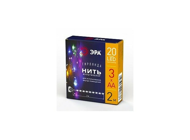 Гирлянда Нить ENIN-2M ЭРА LED Нить 2 м мультиколор, АА, IP20 (120/4800) Б0041983