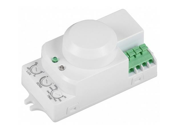 Датчик движения для включения света микроволновый ДД-МВ 201 белый, 1200Вт,угол обз 360градусов, дальность 8м IP20 IEK LDD11-201MB-1200-001