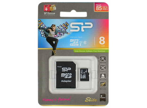 Micro SD 8GB Silicon Power (Class 10) (адаптер) UHS-I