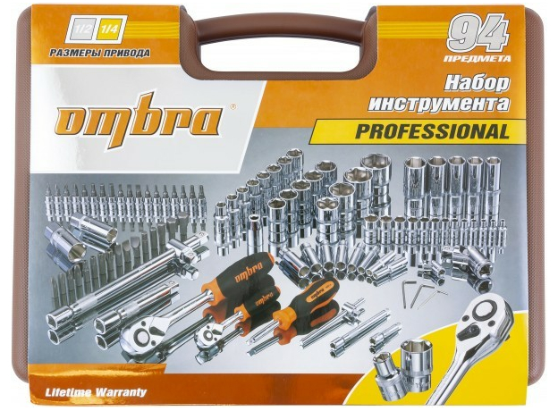 Набор инструментов универсальный 1/4", 1/2" 94 предмета Ombra OMT94S