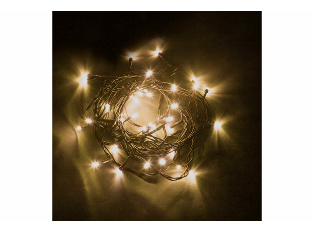 Гирлянда Нить 4м+1,5м 40LED, теплый свет 2700К, контроллер, зеленый шнур IP20 CL03 32290 Feron