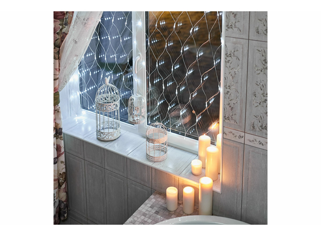 Гирлянда "Сеть" 1,5х1,5м, прозрачный ПВХ, 150 LED Белые 215-125 Neon-Night