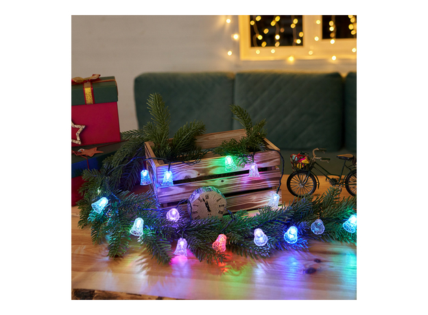 Гирлянда светодиодная (электрогирлянда) "Колокольчики" 2,8 м 20 Led RGB разноцветная с контроллером IP20 303-062 Neon-Night