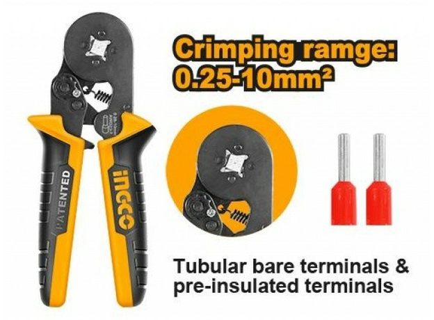 Пресс клещи обжимные для втулочных наконечников НШВИ (0,25-10мм) INGCO INDUSTRIAL HRCPG05210