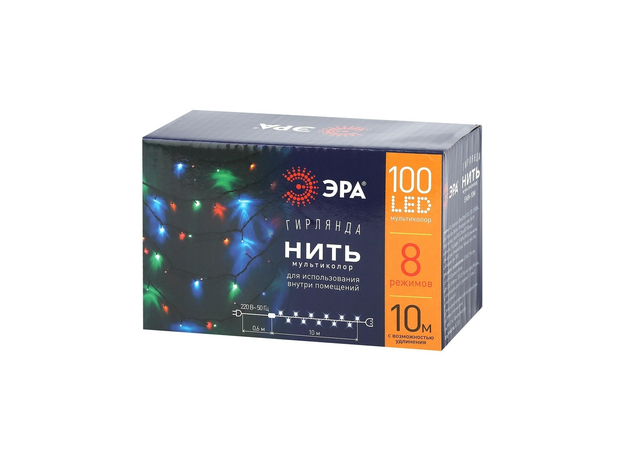 Гирлянда Нить ENIN-10M ЭРА LED Нить 10 м мультиколор 8 режимов, 220V, IP20 (60/720) Б0041893