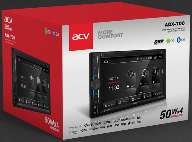 2DIN USB-магнитола ACV ADX-700 на Android 10