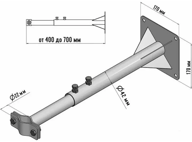 Кронштейн для мачт «Крым» телескопический 40-70 см Rexant