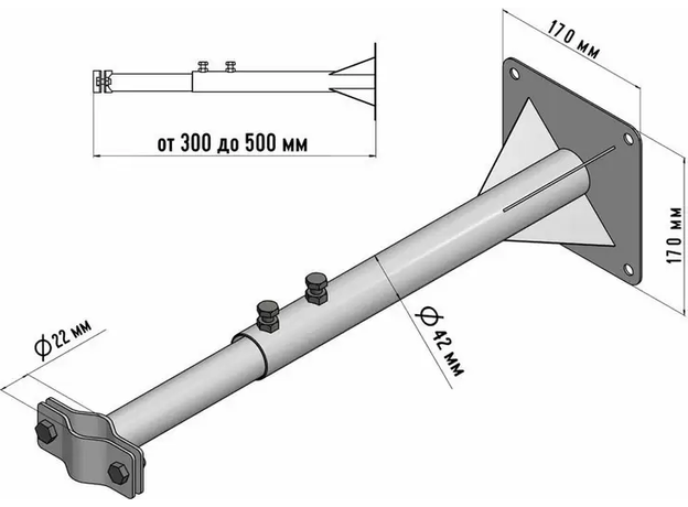 Кронштейн для мачт «Крым» телескопический 30-50 см Rexant
