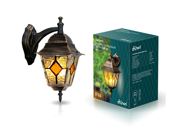 Светильник парковый 100Вт duwi Crespo бра вниз 400мм E27 цветная мозаика черное золото IP44 24080 8 REV