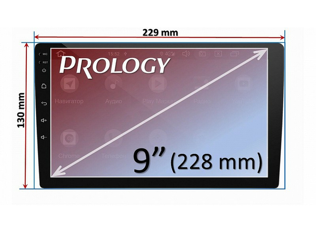 2DIN USB-магнитола Prology MPC-90 на Android 9 с навигацией, 9"