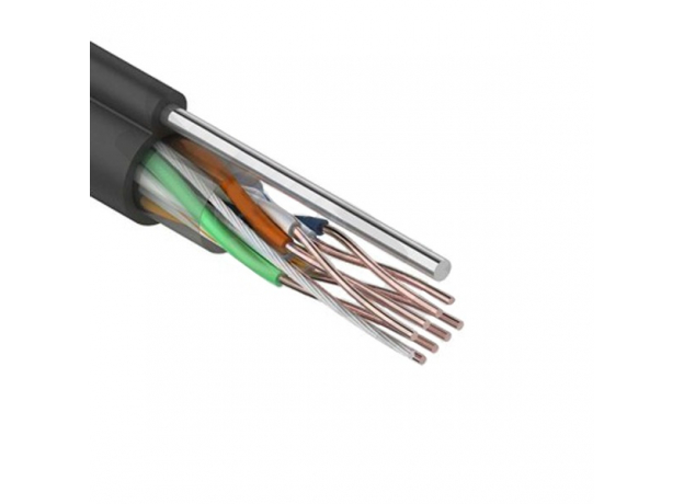 Кабель REXANT UTP 4PR 24AWG, CAT5e наружный (OUTDOOR) + ТРОС*1 (бухта 305 м)