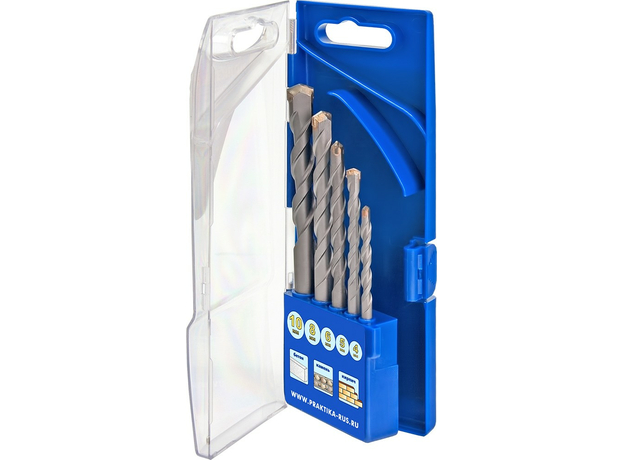 Набор сверл по бетону "Профи" 5шт. 4,5,6,8,10 мм ПРО кассета ПРАКТИКА 640-322