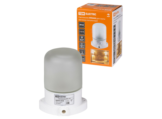 Светильник НПБ400 для сауны настенно-потолочный белый, IP54, 60Вт, белый SQ0303-0048 TDM Светильник НПБ400 для сауны настенно-потолочный белый, IP54, 60Вт, белый SQ0303-0048 TDM