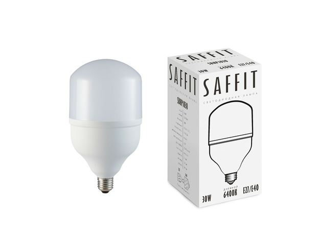 Лампа светодиодная 30 Вт E27/Е40 T100 4000К матовая 220В цилиндр 55090 SAFFIT