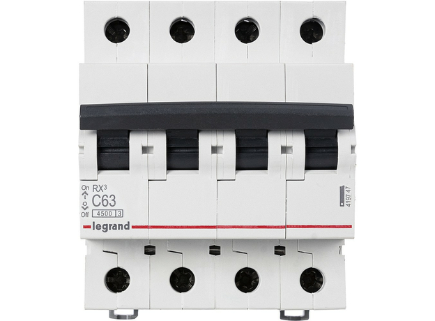 Выключатель автоматический RX3 63А 4П четырехполюсный C 4,5кА 419747 Legrand Выключатель автоматический RX3 63А 4П четырехполюсный C 4,5кА 419747 Legrand