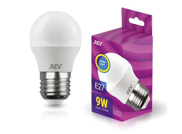 Лампа светодиодная 9 Вт E27 G45 2700К 675Лм матовая 180-240В шар 32408 9 TM REV