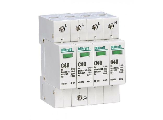 Ограничитель перенапряжений 4п 40кА C 420В ОП-101 18018DEK DEKraft SE