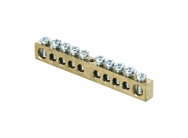 Шина "PE" 6х9 мм 10/1 (10 отверстий крепеж по центру без изоляторов) sn0-63-10 EKF