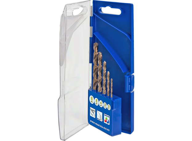 Набор сверл по металлу "Эксперт", кобальтовые, 5 шт 2,3,4,5,6 мм, ПРО кассета ПРАКТИКА 640-254