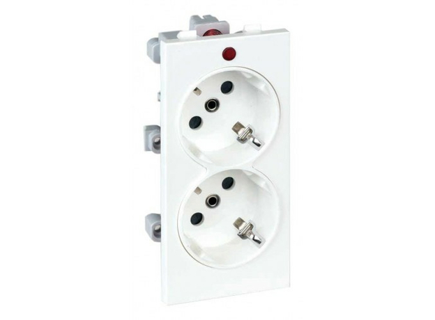 Розетка двойная Connect с ЗК Schuko, белый 16А CIMA-модуль 52x108 мм. S1-9 Simon