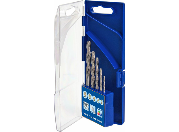 Набор сверл по металлу "Профи", 5 шт, 2,3,4,5,6 мм, ПРО кассета ПРАКТИКА 640-230