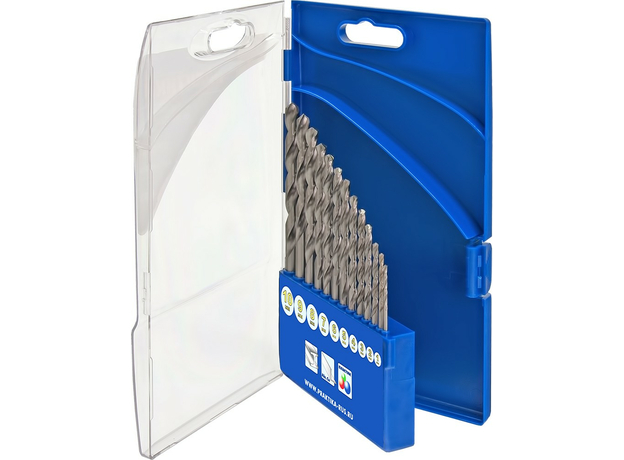 Набор сверл по металлу "Профи" 10шт. 1-10 мм, шаг 1 мм, ПРО кассета ПРАКТИКА 640-261