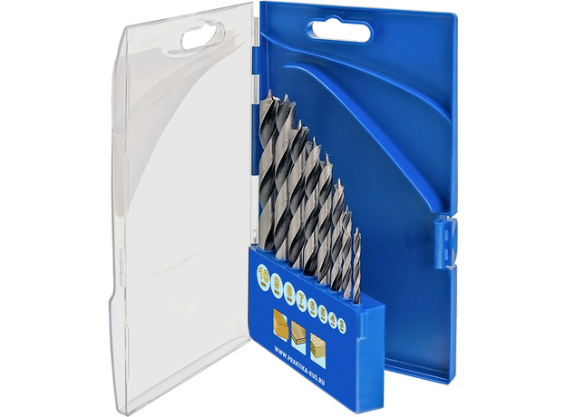 Набор сверл по дереву "Профи", 8 шт, 3,4,5,6,7,8,9,10 мм, ПРО кассета ПРАКТИКА 640-360