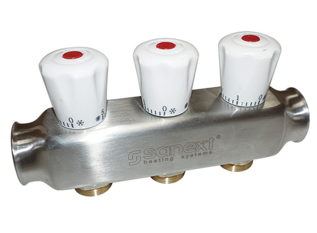 Коллектор Квартирный ВР 1"х 4 контура НР 3/4" евроконус 8114 SANEXT