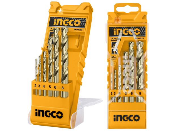 Набор сверл по металлу 6шт Размер: 2,3,4,5,6,8мм INGCO INDUSTRIAL AKD1055