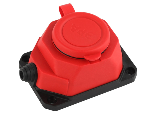 Колодка каучуковая с заземлением 1 гнездо красная 16A K-1e-RED-IP44 Б0044550 ЭРА