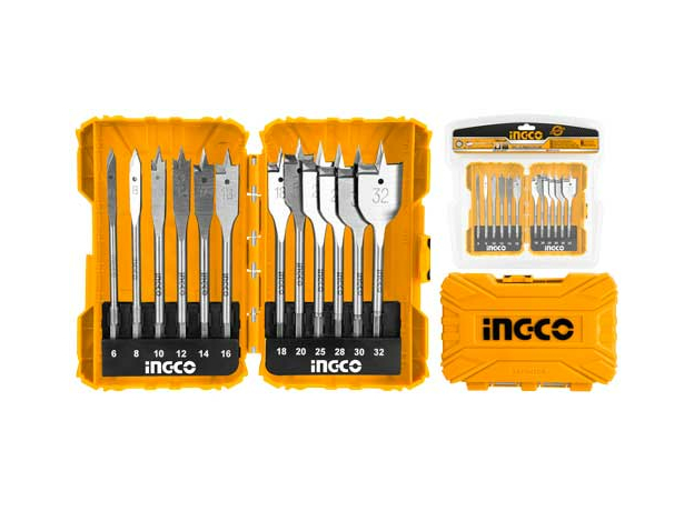 Набор перовых сверл по дереву 12шт (6,8,10,12,14,16,18,20,25,28,30,32мм) НЕХ 1/4"; 152мм INGCO INDUSTRIAL AKDL1201