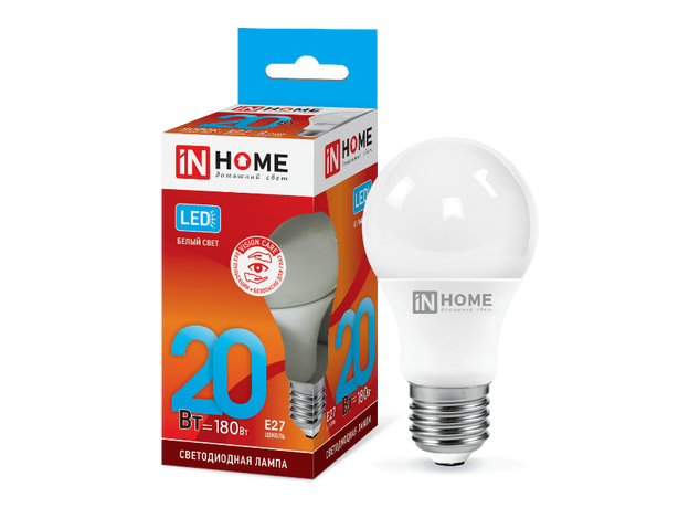 Лампа светодиодная 20 Вт A60 E27 1800Лм 4000К 230В 4690612020303 IN HOME