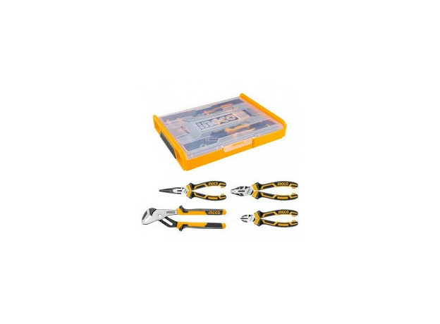 Набор шарнирно-губцевого инструмента (4шт) в кейсе INGCO HKTV01P042