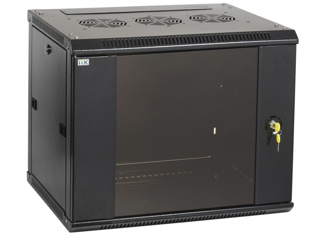 ITK Шкаф настенный 19' LINEA W 9U 600x450мм стеклянная дверь RAL9005