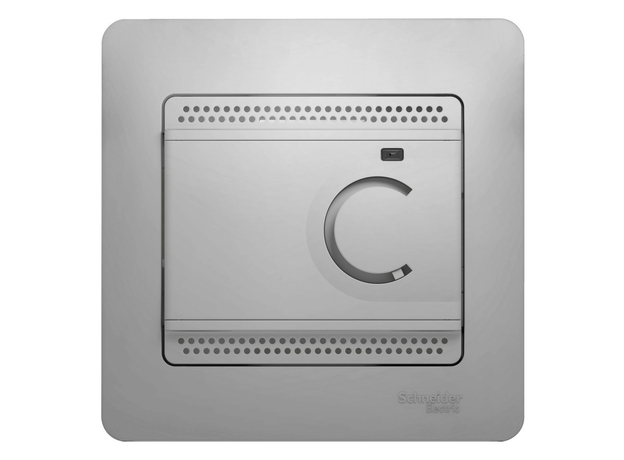 GLOSSA Термостат электронный теплого пола с датчиком в сборе 10A алюминий Schneider Electric GSL000338