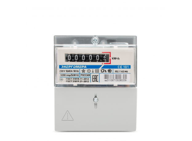 Счетчик электроэнергии CE101 R5.1 145 однофазный однотарифный 5(60) класс точности 1.0 D+Щ ЖКИ