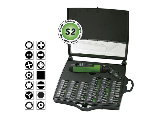 Набор: Отверка с трещеточным механизмом со сменными наконечниками "Flex" 58 шт. Haupa 104006