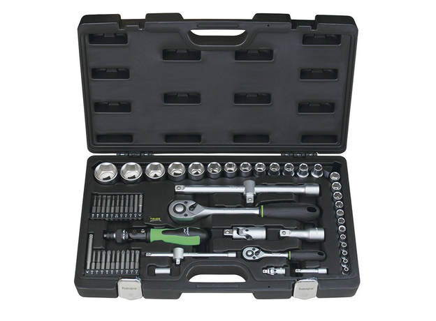 Набор ключей SocketFlex в кейсе, хром-ванадиевая сталь, 1/4" + 1/2", 59 пр. Haupa 110672