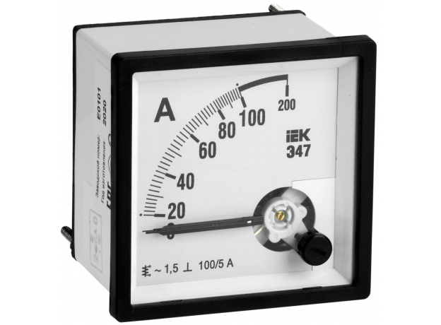Амперметр Э47 100/5А 72х72 AC включение через трансформатор (класс точности 1.5) IEK IPA10-6-0100-E