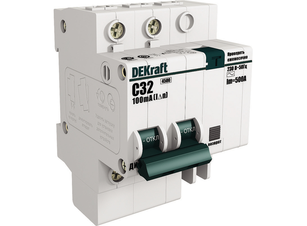 Выключатель автоматический дифференциальный (АВДТ) 2п 25А 30мА тип AC С 4.5кА ДИФ-101 DEKraft 15005DEK