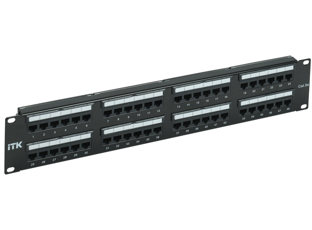 ITK Патч-панель кат. 5е UTP 48 портов Dual IDC слайд лейбл 2U