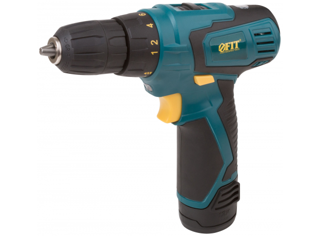 Дрель-Шуруповерт акк. 12.0 В, 0-650 об/мин, 15.0 Нм, 1 (Li-Ion) 1.3 Ач, 1 ч., рез. накл., коробка FIT 80179