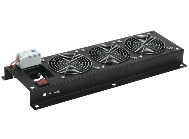 ITK Панель вентиляторная с выключателем и термостатом 3 модуля черная