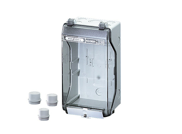 Бокс пустой 253х136х115 IP55/IP65 пластиковый прозрачная пломбируемая дверь серый (KG 9001) HENSEL 3300139