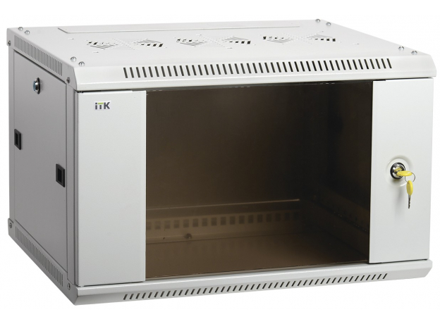 ITK Шкаф настенный 19' LINEA W 15U 600x600мм стеклянная дверь RAL7035