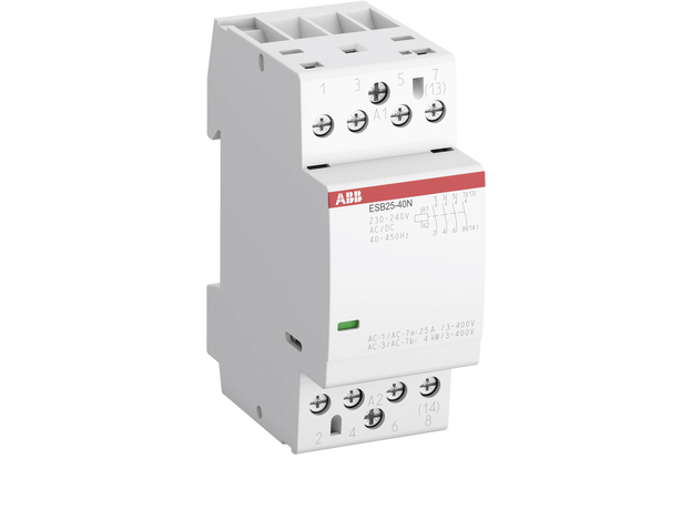 ABB Контактор ESB25-40N-01 модульный (25А АС-1, 4НО), катушка 24В AC/DC (ESB25-40N-01) 1SAE231111R0140